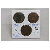 (3) Indian Head Cents