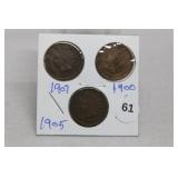 (3) Indian Head Cents