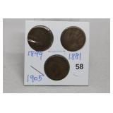 (3) Indian Head Cents