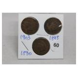 (3) Indian Head Cents