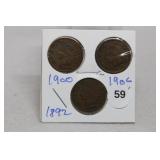 (3) Indian Head Cents