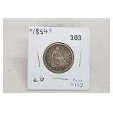 1854 with Arrows Seated Liberty Quarter VF