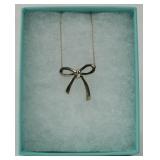 Tiffany & Co Sterling Silver Bow Pendant on Chain