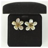 14K Yellow Gold & Keshi WC Pearls Flower Earrings