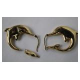 14K Yellow Gold Dolphin Earrings