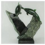 Lyle Sopel, Dolphins, Nephrite Jade Sculpture