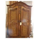 Maitland Smith Mahogany and Rattan Armoire