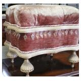 Padded Wood and Fabric Hassock