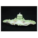 Painted Porcelain Tidbit Tray w/ Toothpick Holder