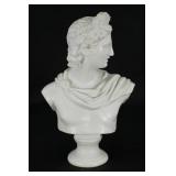 Apollo Bust in White Bisque Porcelain