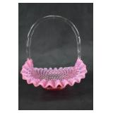 Fenton Pink Hobnail Basket