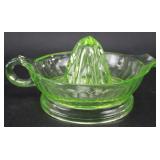 VINTAGE GREEN URANIUM GLASS JUICER