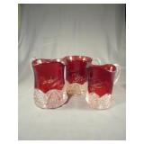 (3) PIECES OF ANTIQUE RED & CLEAR CUT GLASS