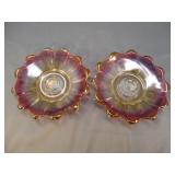 (2) VINTAGE CARNIVAL GLASS TAPER CANDLE HOLDERS