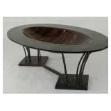 Decorative Art Glass Bowl with Metal Stand