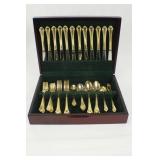 59 Pc Gold Tone Stainless Steel Flatware Set