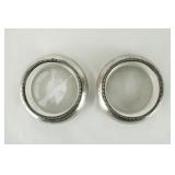 Set of 2 Whiting Sterling Silver & Glass Coasters