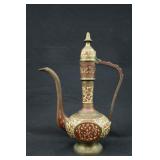 Vintage Indian Brass & Enamel Ewer