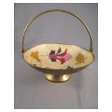 Vintage Enameled Brass Basket-Style Footed Dish