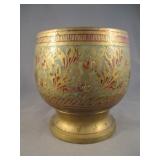 Vintage Enameled Brass Footed Cup