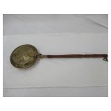 Vintage Brass and Wood Bed Warmer