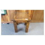 Wooden slatted square side table