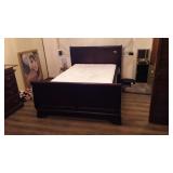 Wood Sleigh Bed Headboard & Footboard, Queen
