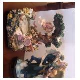 Lady on a Swing Figurine Music Box & Angel Figurin