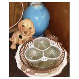 Assorted Bowls and Puppy Figurine