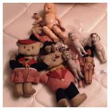 Various Vintage Dolls and stuffed animals