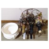 Wine Rack with Wine and Porcelain Ice Bucket