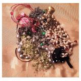 Assorted Cosmetic Jewelry in wooden box