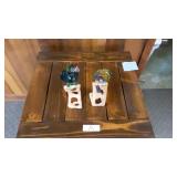 Pair of Colored Crystal Parrots on wooden perch
