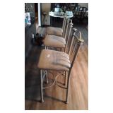3 Metal Bar Height Chairs w/ upholstered seat