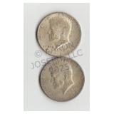 289Two 1964 Silver Kennedy Half Dollars