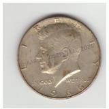 US 196640%  Silver Kennedy Half Dollar Coin