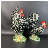 Pair of Lefton ? Black & White Rooster &