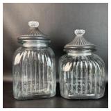 Pair of Fancy Glass Canisters
