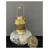 Aladdin Glass 23 Oil Lamp Shell Lotus Flower