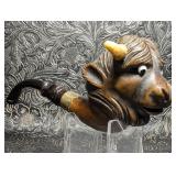 Hand Carved Bull Figural Smoking Pipe