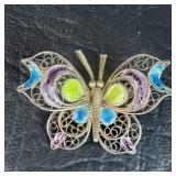 Sterling 800 Filigree Butterfly Brooch