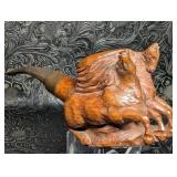 Hand Carved Running Horses Figural Smoking Pipe