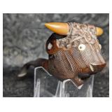 Hand Carved Bull Figural Smoking Pipe, Italian