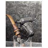 Carved Wood Bull Figural Smoking Pipe, Made in
