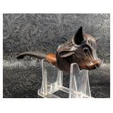 Hand Carved Wood Bull Figural Smoking Pipe