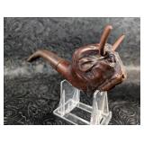 Vintage Hand Carved Bull Figural Smoking Pipe