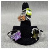 Collection of Sterling Silver Rings, Sz 7 & 8