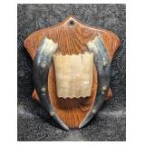 Vtg Wood Horn Wall Hanger Hooks Country Ranch