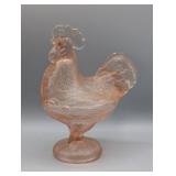WESTMORELAND PINK DEPRESSION ROOSTER ON NEST 8.5'