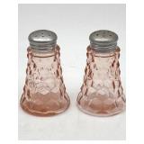 PINK DEPRESSION GLASS SALT & PEPPER SHAKERS